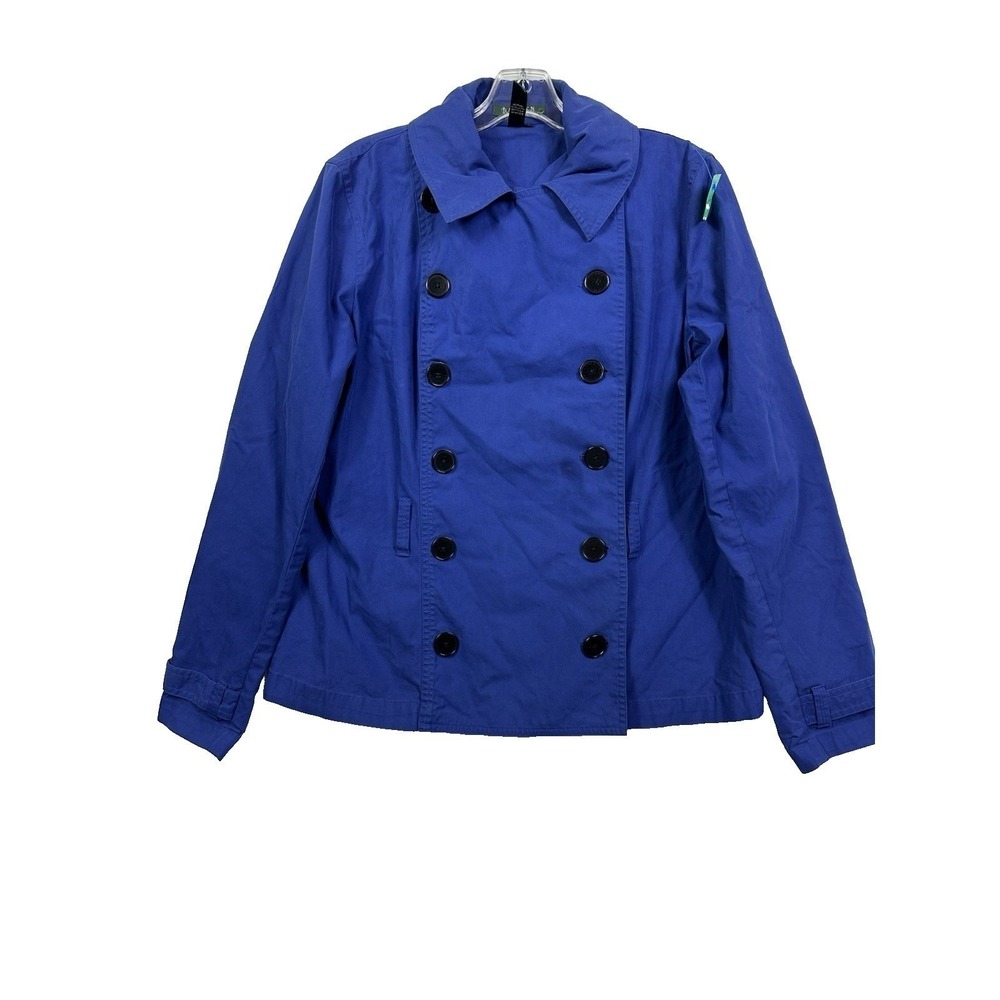 Lauren Ralph Lauren Women's Blue Double Breasted Pea Coat Jacket Size L